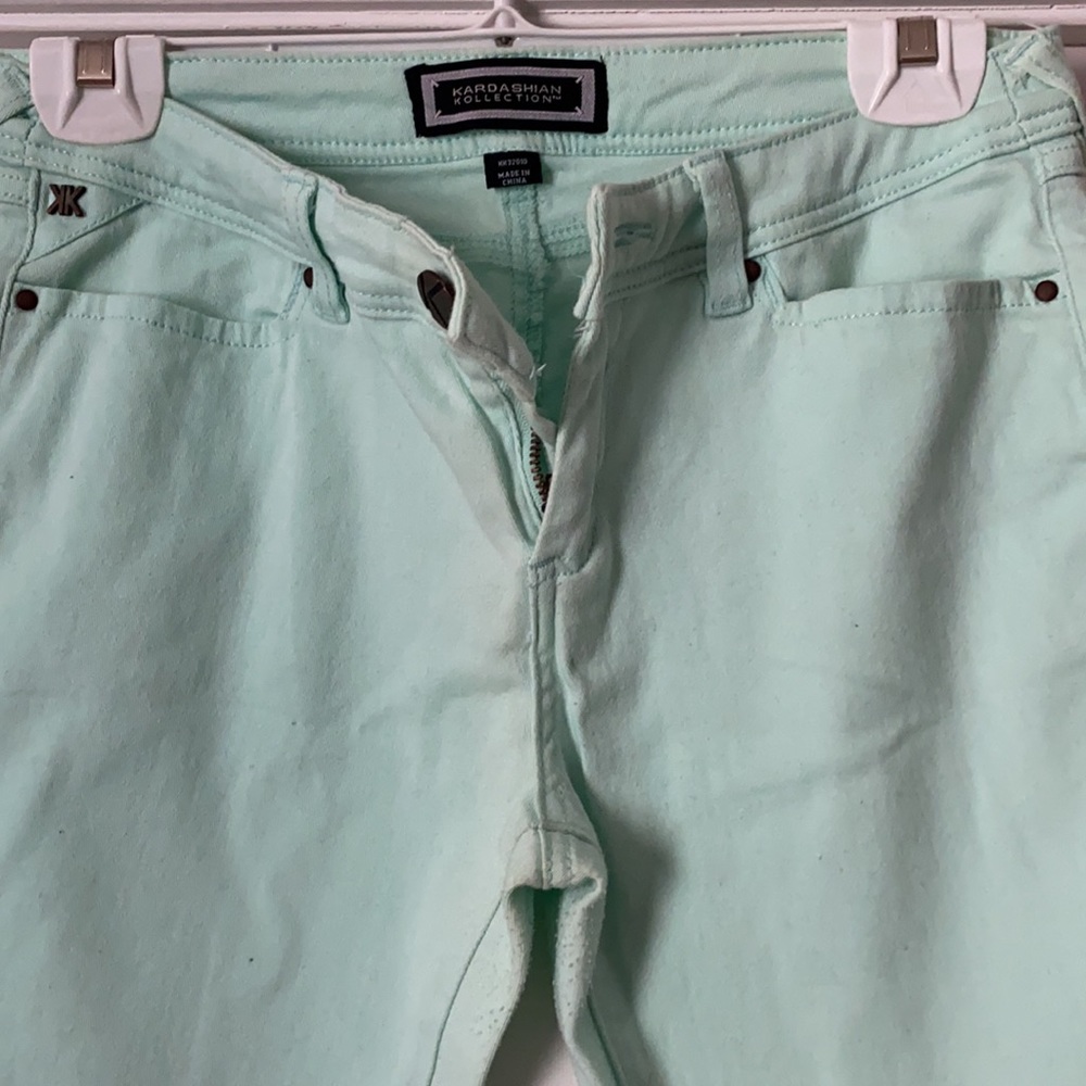 Kardashian Kollection Mint Green Skinny Stretch Jeans - Picture 2 of 8